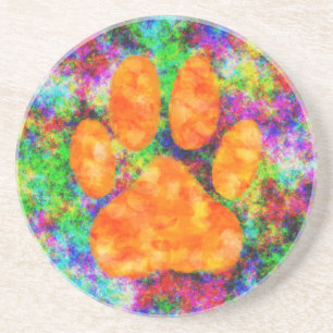 Dessous De Verre En Grès Empreinte de patte de chien aquarelle