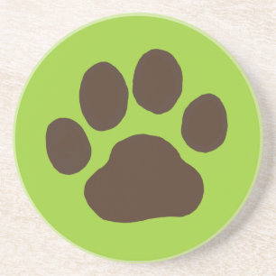 Dessous De Verre En Grès Empreinte de Patte de Chien avec Couleur de Fond P
