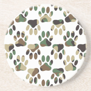 Dessous De Verre En Grès Empreinte de patte de chien Motif Camo