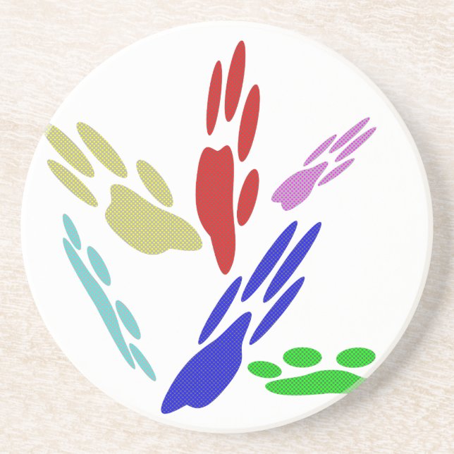 Dessous De Verre En Grès Empreintes de pattes de chiens avec Pois (Devant)