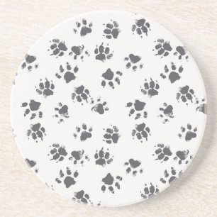 Dessous De Verre En Grès Empreintes Paw : Chien Monochrome Sans Seamless.