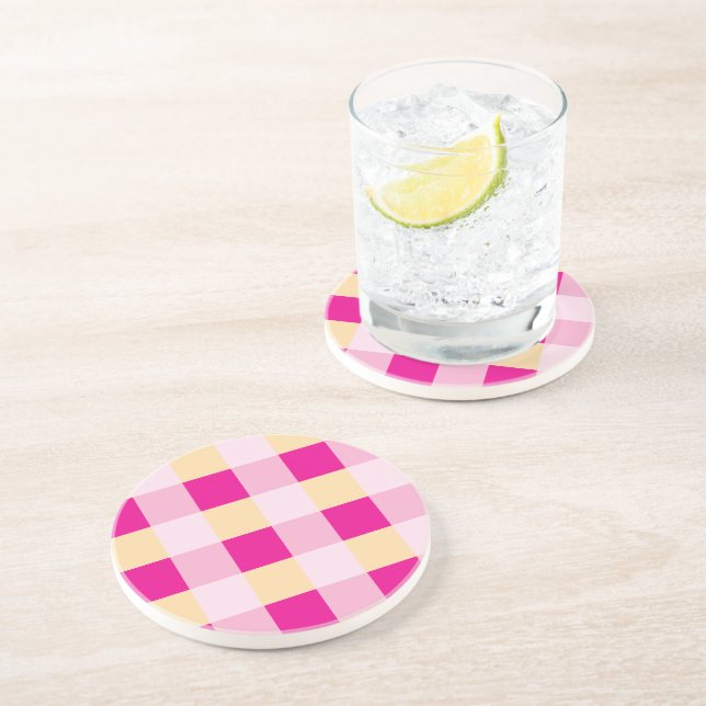 Dessous De Verre En Grès en vichy Motif (Côté)