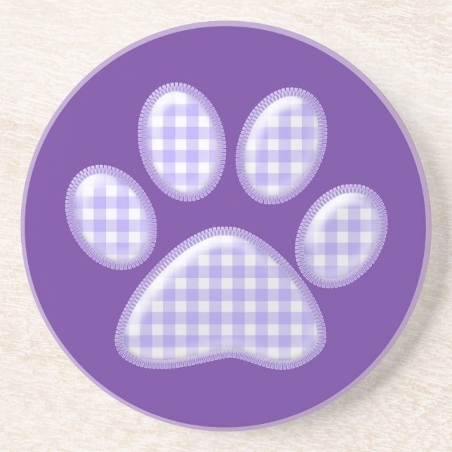 Dessous De Verre En Grès en vichy patte de chat - violet (Devant)