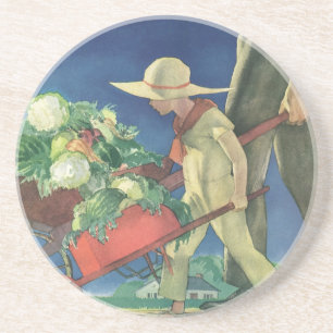 Dessous De Verre En Grès Enfant Vintage, Jardinage Biologique; Jardin de la