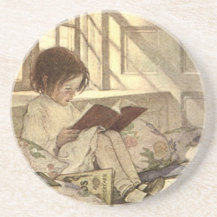 Dessous De Verre En Grès Enfant vintage Lire un livre, Jessie Willcox Smith