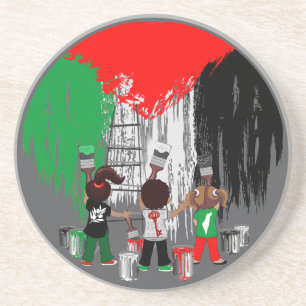 Dessous De Verre En Grès Enfants de Gaza peignant le drapeau de la Palestin