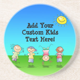 Dessous De Verre En Grès Enfants jouant dehors un jour ensoleillé