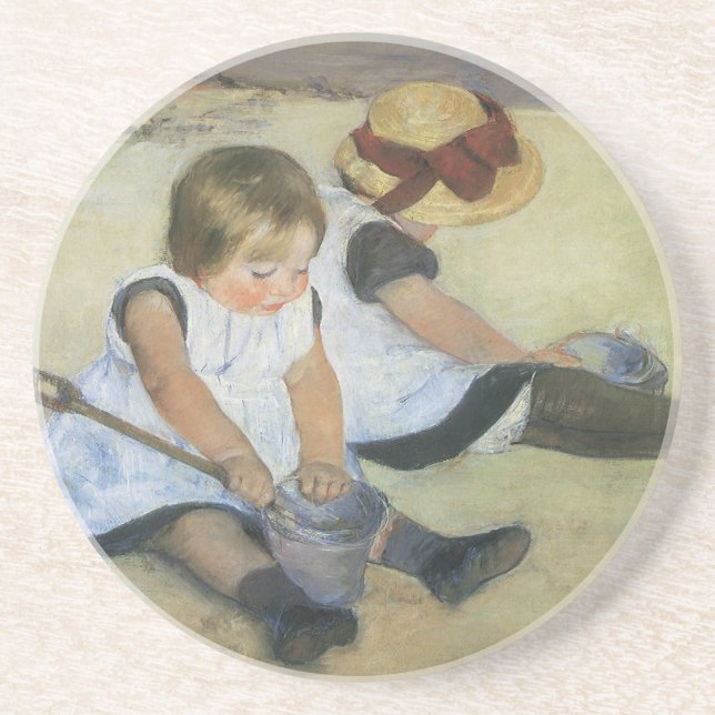 Dessous De Verre En Grès Enfants jouant sur la plage par Mary Cassatt (Devant)
