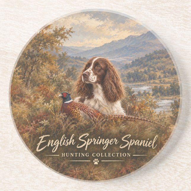 Dessous De Verre En Grès English Springer Spaniel  (Devant)