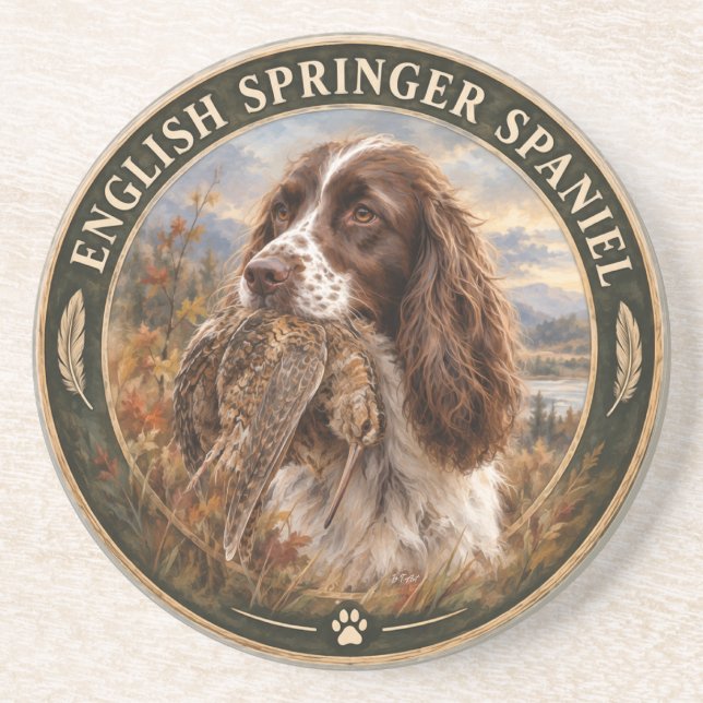 Dessous De Verre En Grès English Springer Spaniel  (Devant)
