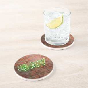 Dessous De Verre En Grès Enseigne néon gay illuminée SlipperyJoe lumineuse