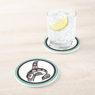 Dessous De Verre En Grès Épaulard du nord-ouest d'art de Haida de Côte