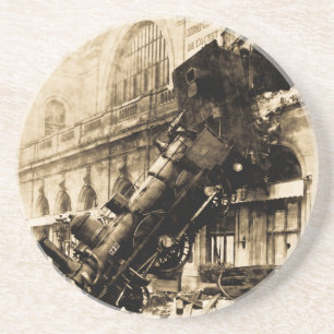 Dessous De Verre En Grès Épave de train au cru 1895 de Montparnasse