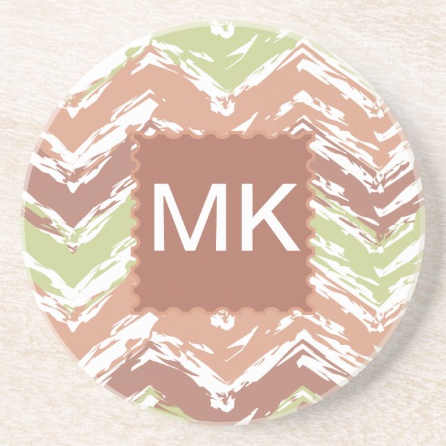 Dessous De Verre En Grès Épice de scribble Chevron ZigZag (Devant)