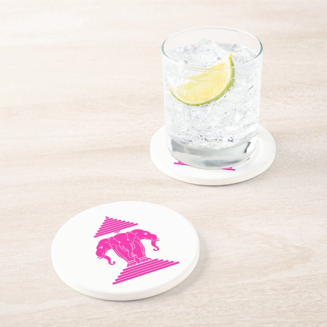 Dessous De Verre En Grès Erawan rose trois éléphant en tête Lao / Laos Drap (Côté)