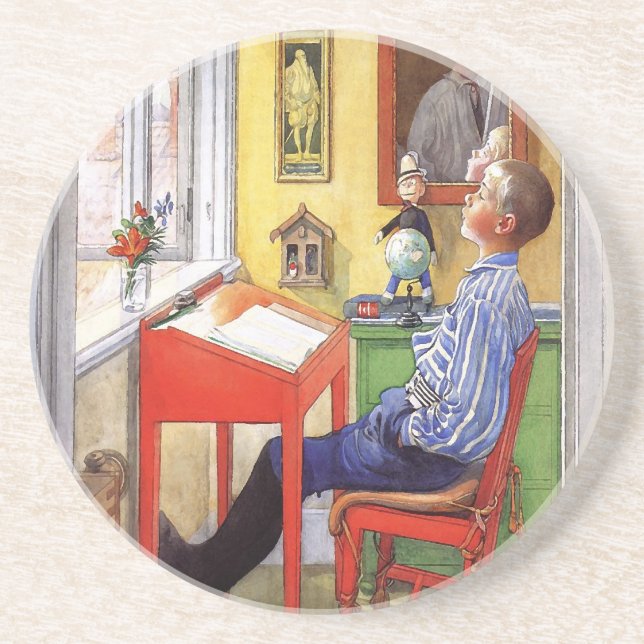Dessous De Verre En Grès Esbjorn faisant ses devoirs par Carl Larsson (Devant)
