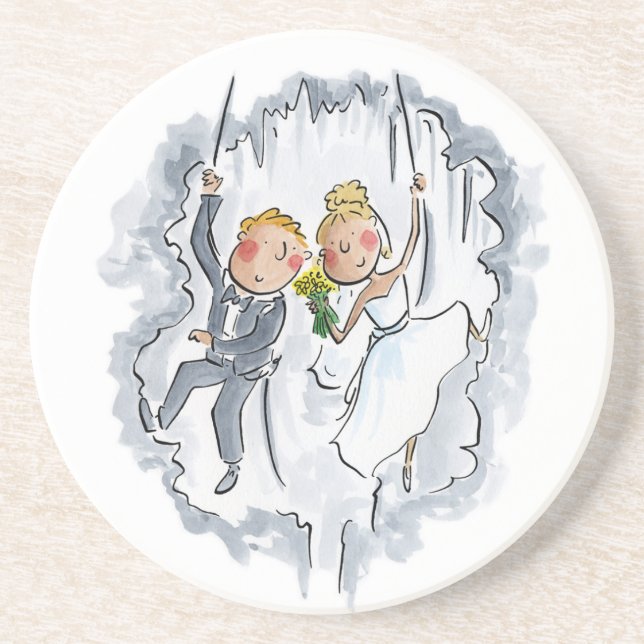Dessous De Verre En Grès Escalade Mariage Couple (Devant)