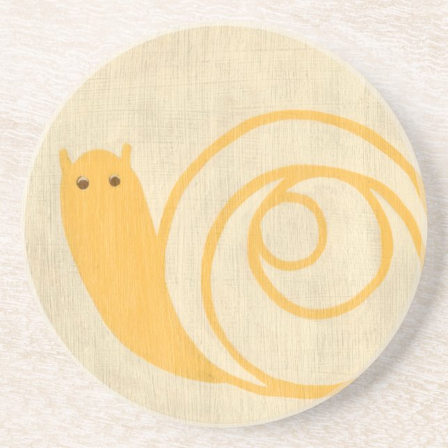 Dessous De Verre En Grès Escargot jaune sur Arrière - plan crème (Devant)