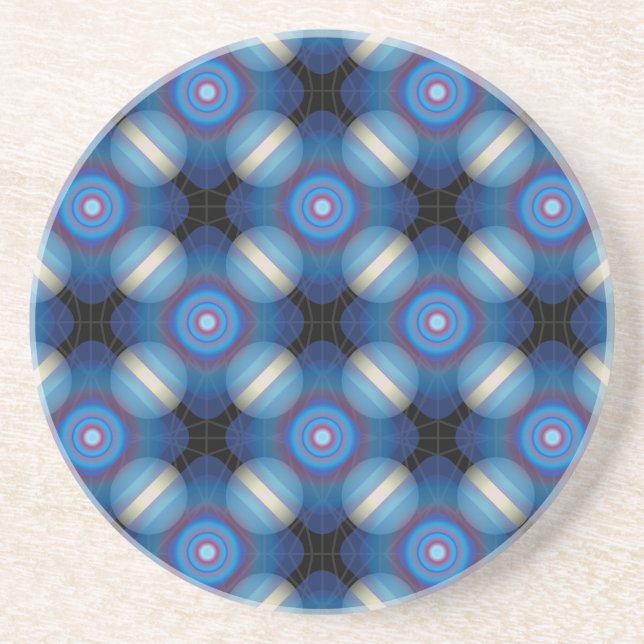Dessous De Verre En Grès Espace Géométrique Bleu (Devant)
