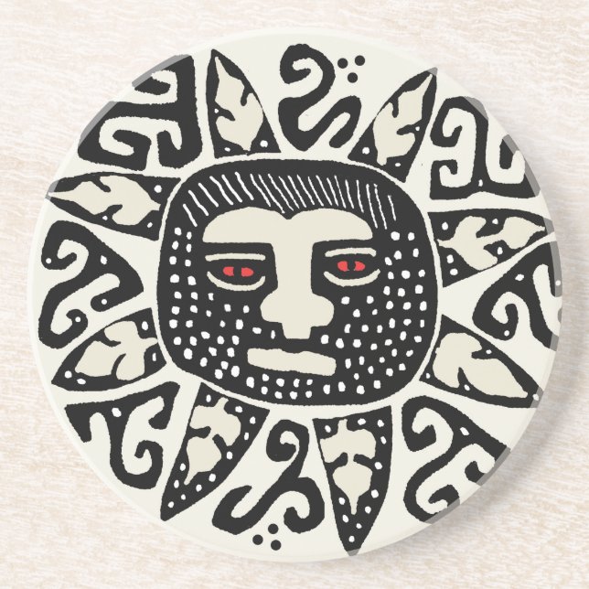 Dessous De Verre En Grès Esprit du Soleil Tribal Indien (Devant)