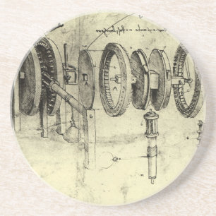 Dessous De Verre En Grès Esquisse technique de Leonardo da Vinci d'une roue