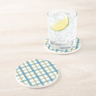 Dessous De Verre En Grès Esthétique carreaux bleu jaune vif