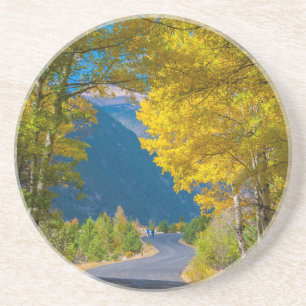 Dessous De Verre En Grès États-Unis, Colorado. Route flanquée de trembles