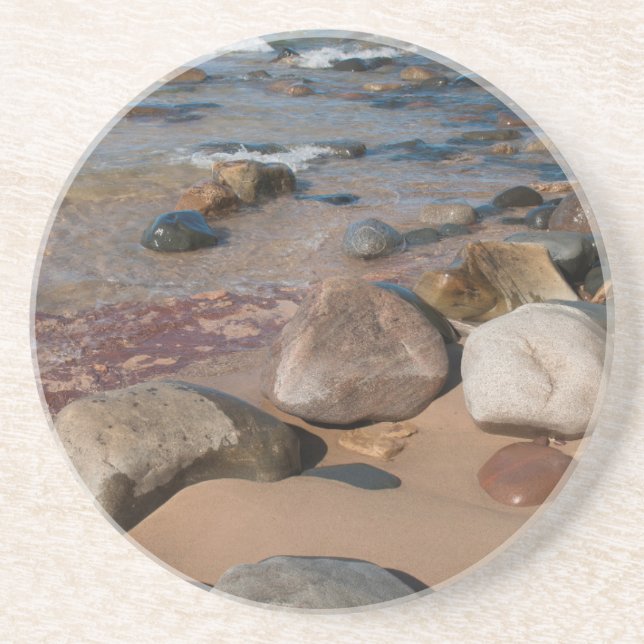 Dessous De Verre En Grès États-Unis, Michigan. Boulders Arrondis Sur 20 Km (Devant)