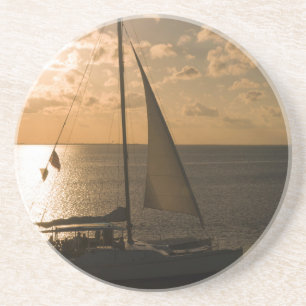 Dessous De Verre En Grès États-Unis, Texas, South Padre Island. Voilier