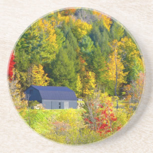 Dessous De Verre En Grès États-Unis, Vermont. Feuillage d'automne le long d