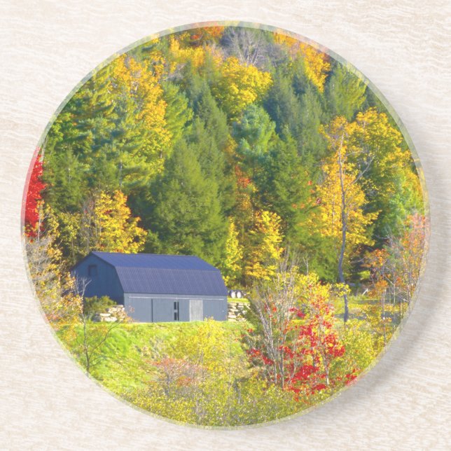 Dessous De Verre En Grès États-Unis, Vermont. Feuillage d'automne le long d (Devant)