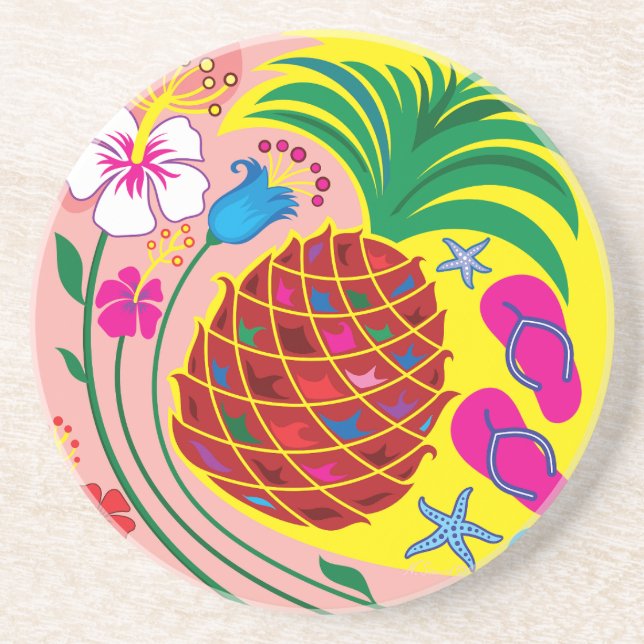 Dessous De Verre En Grès Été Tropical à l'Ananas (Devant)