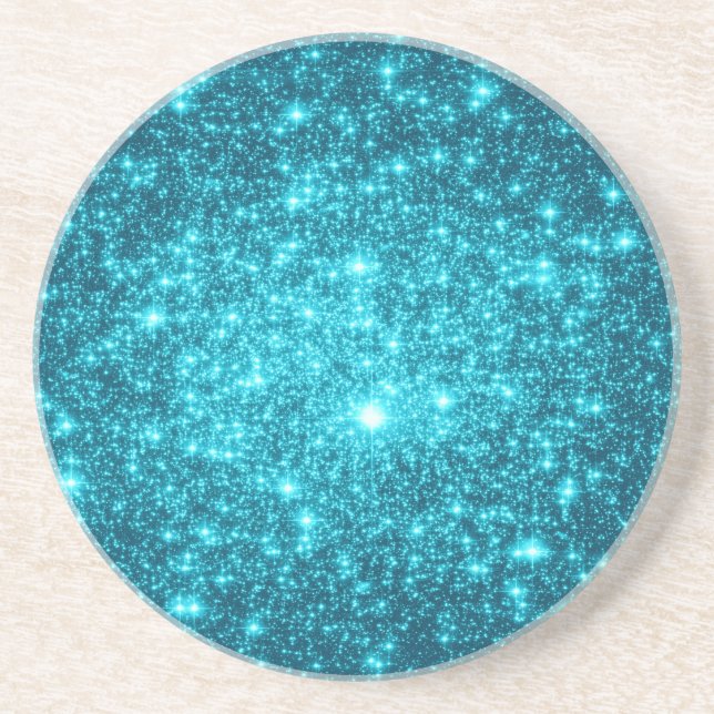 Dessous De Verre En Grès Étincelle Turquoise (Devant)