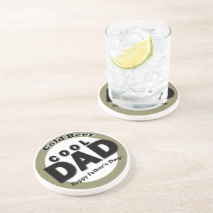 Dessous De Verre En Grès Étiquette à fête des pères de boisson ou de boutei