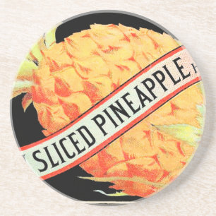 Dessous De Verre En Grès Étiquette Vintage à ananas