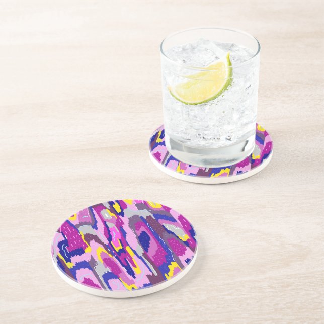 Dessous De Verre En Grès Étoile Abstraite dans les violets et les bleus (Côté)