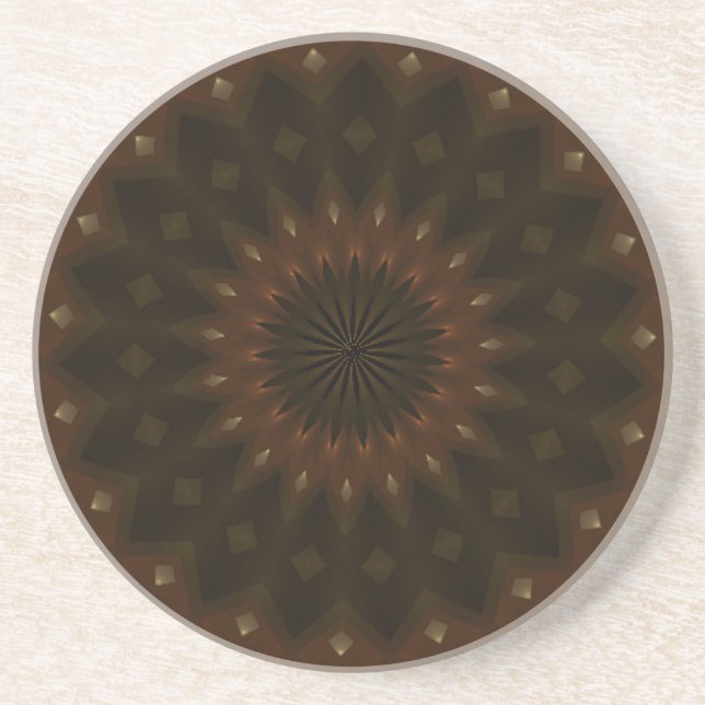 Dessous De Verre En Grès Étoile d'automne Kaleidoscope Mandala (Devant)