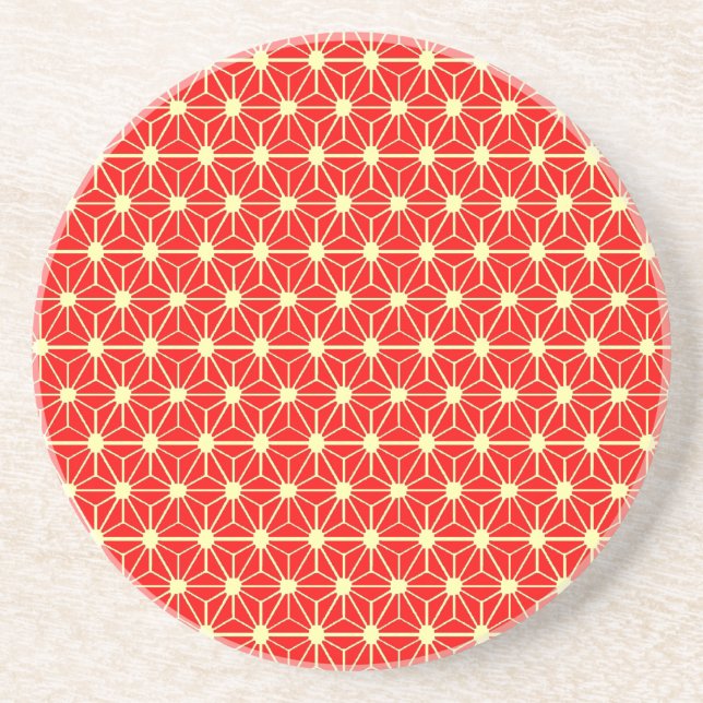 Dessous De Verre En Grès étoile rouge motif japonais (Devant)