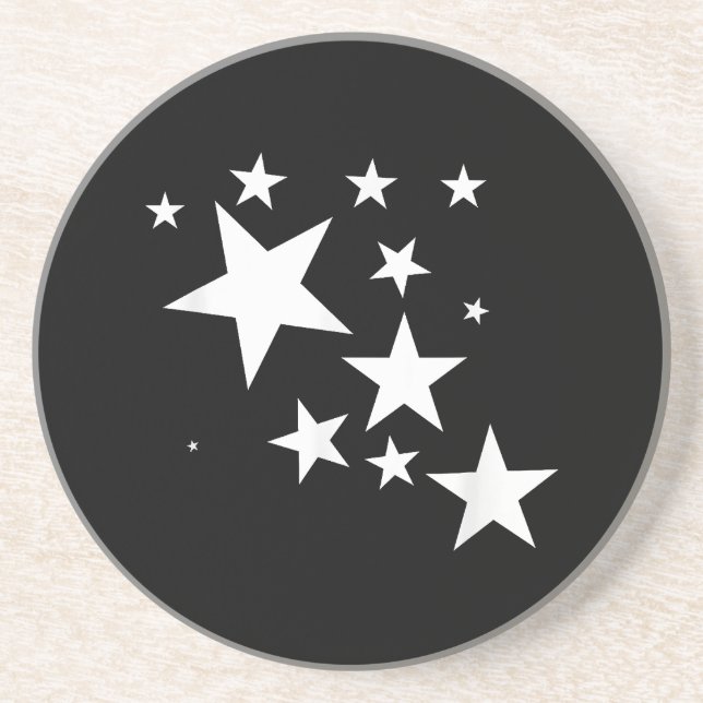 Dessous De Verre En Grès Étoiles Blanches Star-Motif-Design Costume cadeau (Devant)
