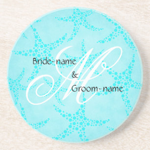Dessous De Verre En Grès Étoiles de mer faites sur commande de turquoise de