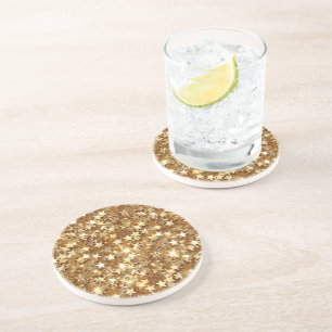 Dessous De Verre En Grès Étoiles d'étincelles en or Glam