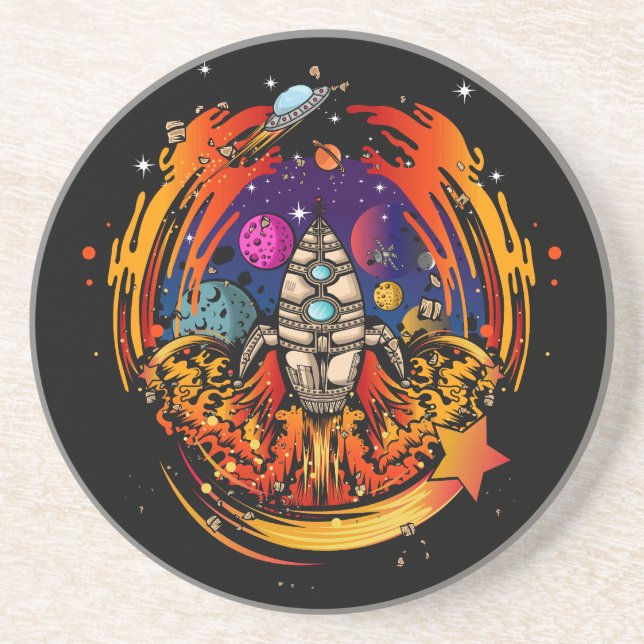 Dessous De Verre En Grès Exploser le vaisseau spatial (Devant)