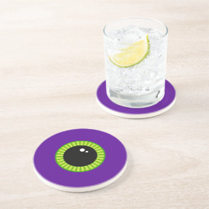 Dessous De Verre En Grès Eyeball drôle de Monstre vert et pourpre