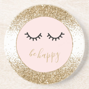 Dessous De Verre En Grès Eyelashes Parties scintillant Glam Glitzy Gold