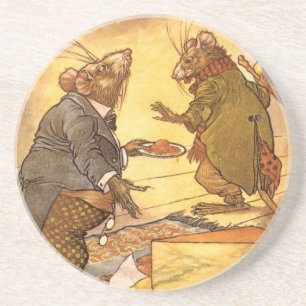 Dessous De Verre En Grès Fable d'Ésope vintage, Souris des champs, Souris d