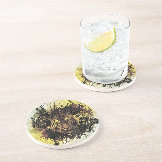 Dessous De Verre En Grès face de lion (Côté)
