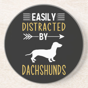 Dessous De Verre En Grès Facilement Distrait Par Les Dachshunds