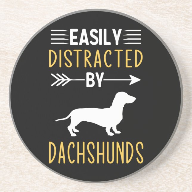 Dessous De Verre En Grès Facilement Distrait Par Les Dachshunds (Devant)