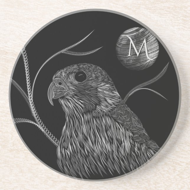 Dessous De Verre En Grès Falcon Full Moon Monogram Black (Devant)