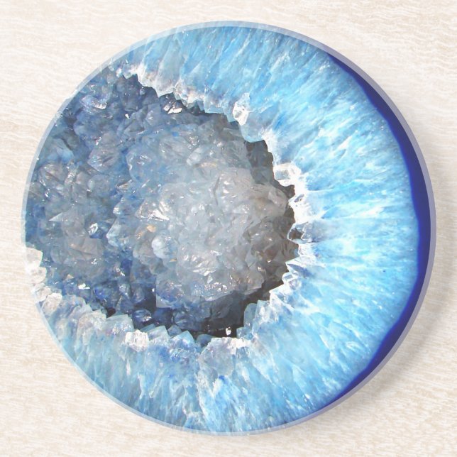 Dessous De Verre En Grès Falln Geode en cristal bleu (Devant)